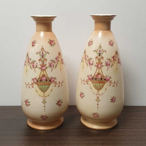 85 - Pair of Crown Devon Baluster Vases, Height 33cm
