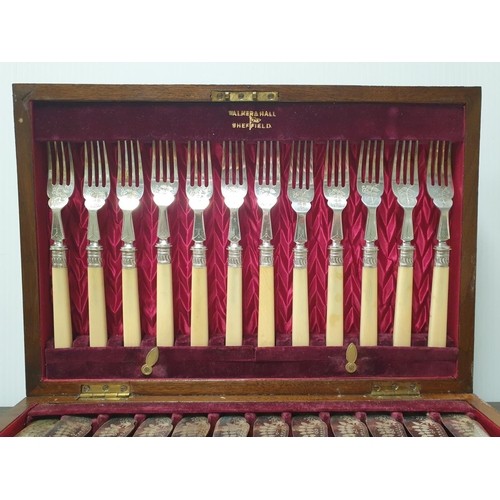 88 - Canteen of 12x Fish Knives and forks with key