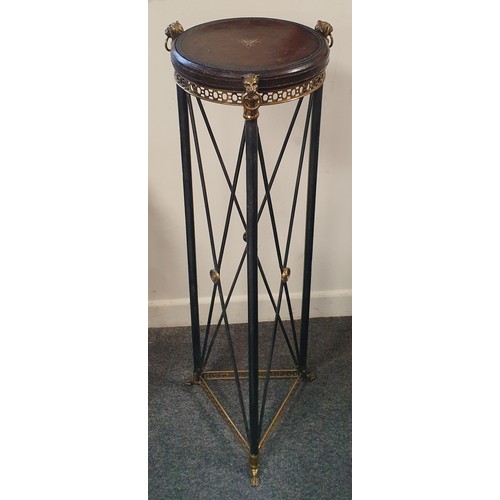 79 - Circular Iron Plant Stand with Lion Head Detail