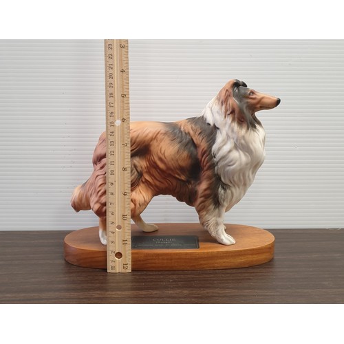 41 - Large Porcelain Beswick Rough Collie Dog on Stand  (24cm x 20.5cm)