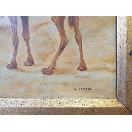 6 - Gilt Framed Print - Egyptian Camel Scene Albertini H: 44cm x W: 49cm