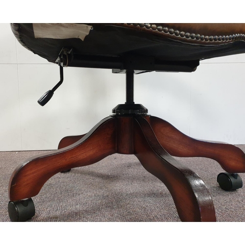 68 - Brown Leather Swivel Office Chair