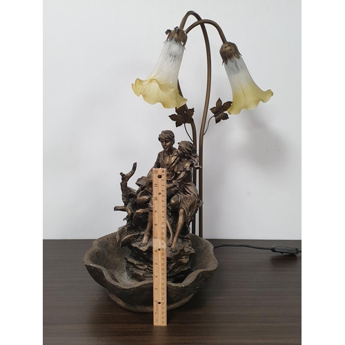 74 - Figurative Water Feature Table Lamp and Shade Height 61cm