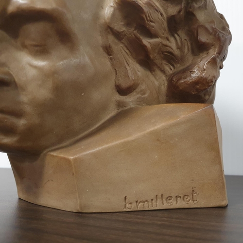108 - Ceramic Bust of Beethoven, B Milleret. M Morel Prague. Height 22cm