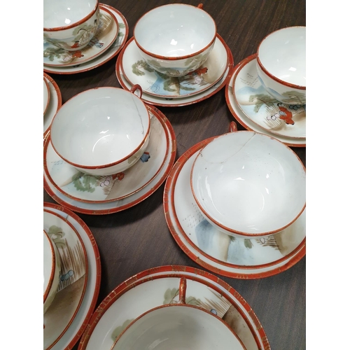 116 - 41pcs oriental tea set, some damage as photographed