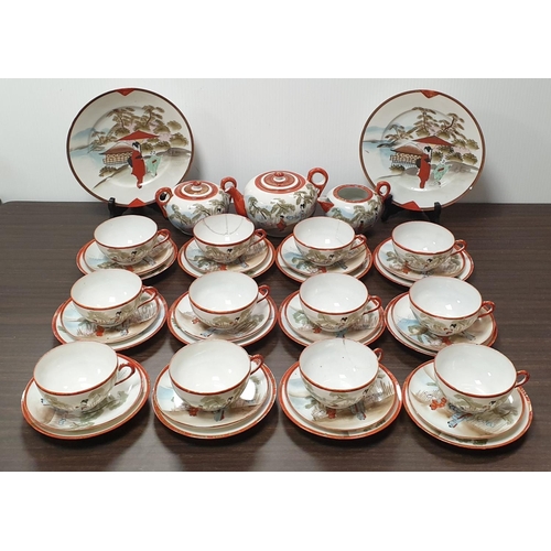 116 - 41pcs oriental tea set, some damage as photographed