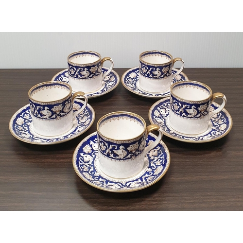 118 - Set of 5x Fine Bone China Crown Staffordshire Coffee Cups and Saucers