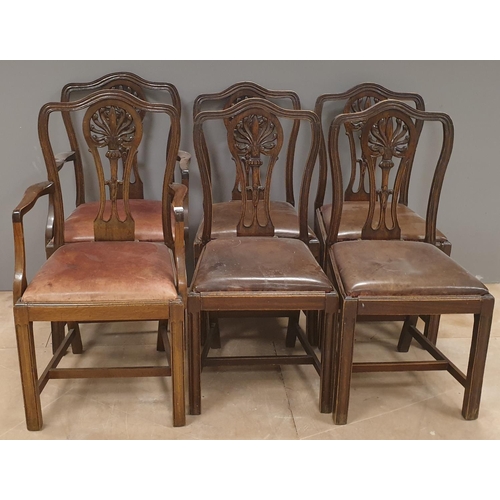 181 - Set of 6x Dining Chairs comprising of 4x Dining Chair & 2x Carver with Leather Seat (Gillespie & Woo... 