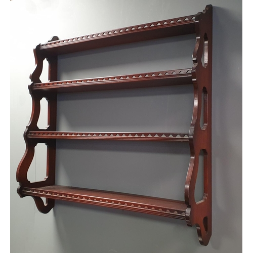 184 - Mahogany Waterfall Wall Shelf, H:80 x W:75 x D:20cm