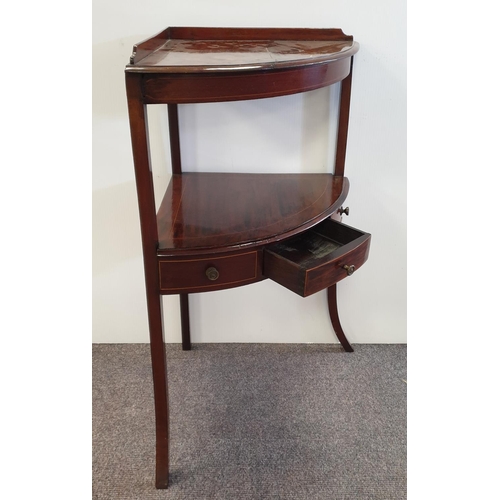 186 - Mahogany corner unit with single drawer, H:82 x W:59 x D:42cm