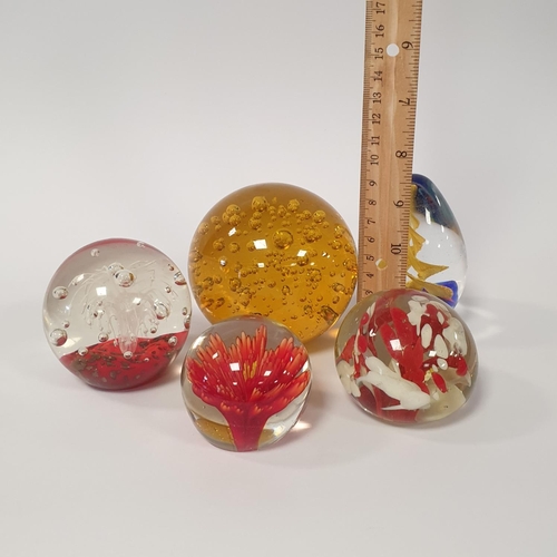 206 - Lot of 5x Orange/Red Colourway Glass Paperweights