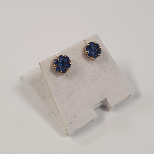 307 - Sapphire-Set Gold Cluster Earrings