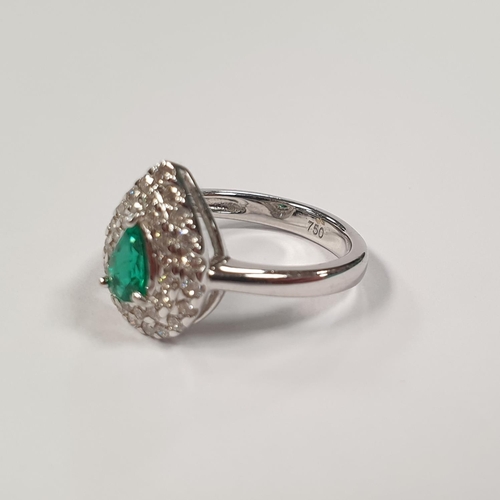 310 - 18ct Diamond and Emerald Cluster Ring, Size L