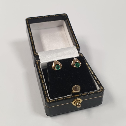 315 - 9ct Emerald and Diamond Earrings