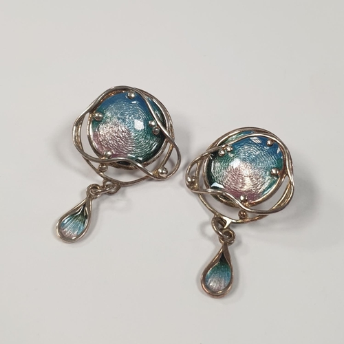 333 - Silver Enamel Art Nouveau Earrings