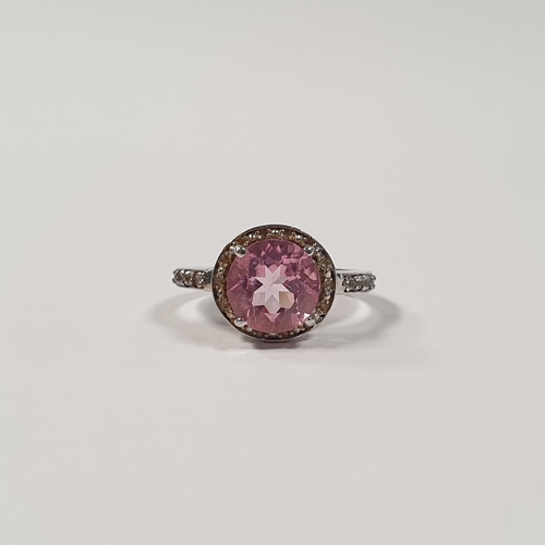 338 - Silver Pink Topaz Cluster Ring, Size O