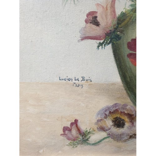 265 - Framed Oil on board - still life, signed Lucien Le Bois, Paris. H:72 x W:57cm