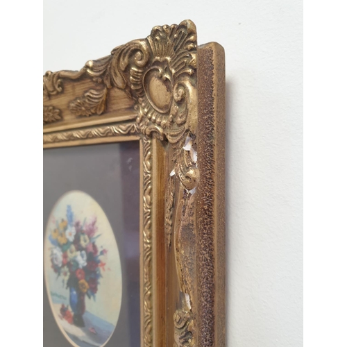 269 - Small Gilt Framed Painting, Still Life of Flowers in Vase H:30 x W:25cm