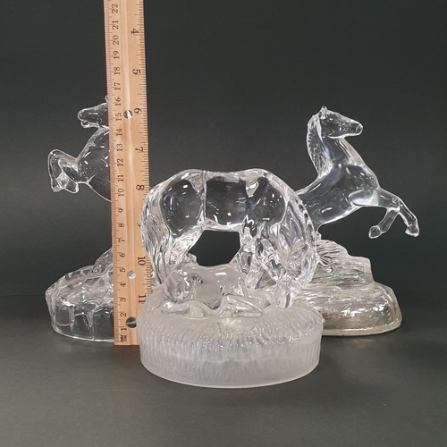 278 - Lot of 3x Crystal Horse Ornaments, tallest 17cm