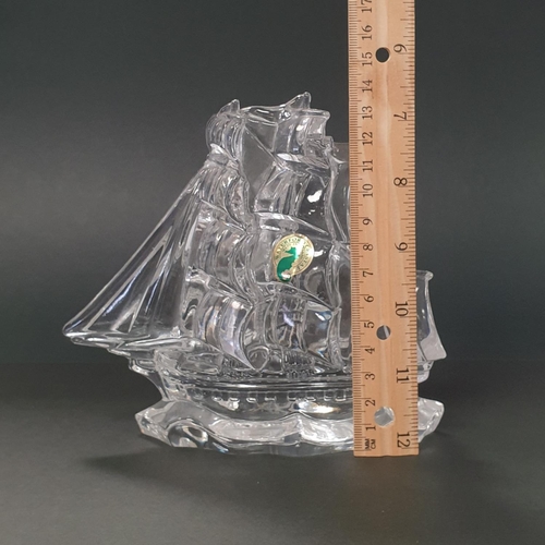 282 - Waterford Crystal Tall Ship Ornament, height 14cm