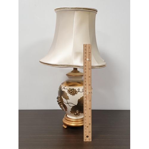 362 - Table lamp with Shade with Gold and Floral Design , height 42cm