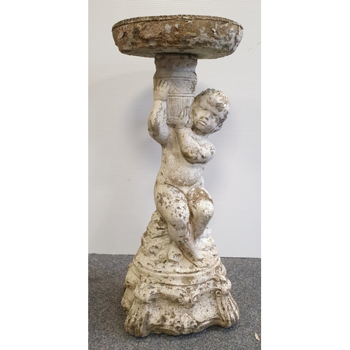 384 - Concrete Water Feature / Bird Bath, Height 73cm x Diameter 32cm