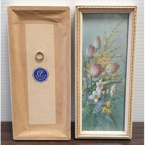 34 - Pair of Miniature Framed Pictures, - Spring Flowers H 20cm x W: 9cm