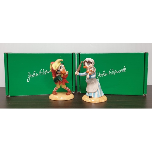 487 - Pair of Beswick Punch and Judy Porcelain Figures with original boxes, Height 13cm