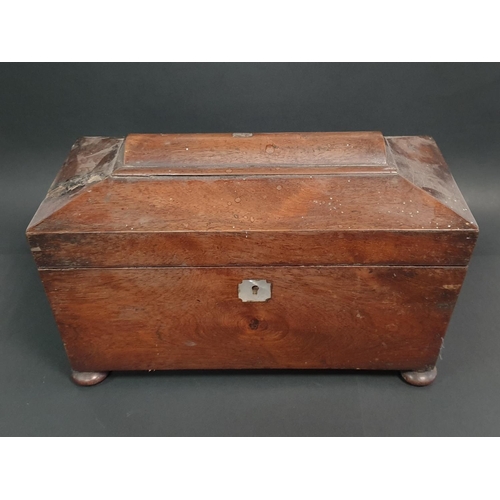 488 - Antique Rosewood Tea Caddy with contents, H:20 x W:25 x D:17cm