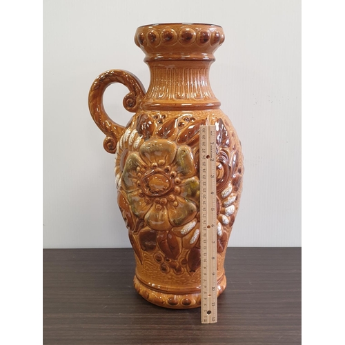 505 - Large West German vase with Handle Brown and Green Tones, Height 46cm