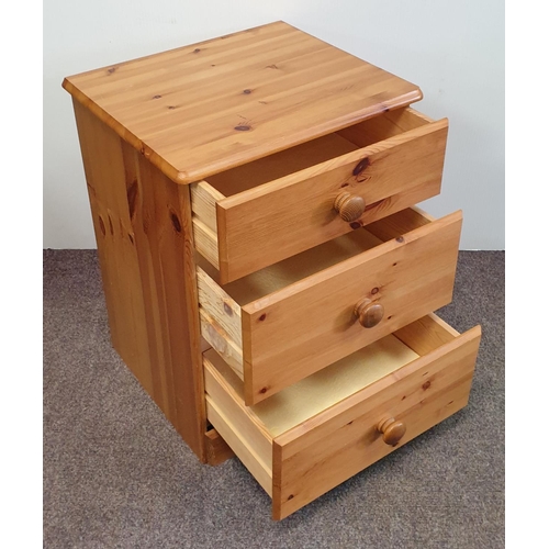 668 - Pair of Pine Three Drawer Bedside Lockers, H:56 x W:42 x D:36cm