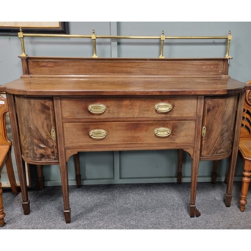 113 - Inlaid Mahogany Gallery Back Sideboard L: 159cm x overall height: 128cm, H: 93cm x d: 51cm
