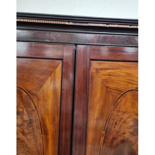 146 - Antique Mahogany Inlaid 2 Door 1 Drawer Wardrobe  H: 180cm x w: 133cm x d: 58cm