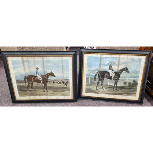 105 - Pair of Antique Framed Race Horse Themed Engravings -  Stockwell & Canezou, Painted By Harry Hall an... 