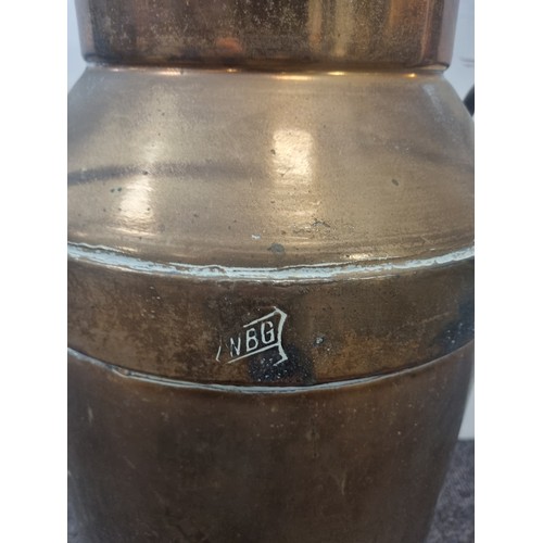 726 - Copper Milk Churn with number on cover, H: 56cm x Diameter at base 35cm