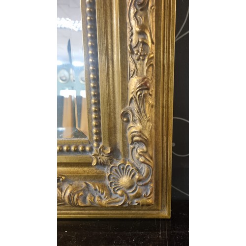 727 - Large Gilt Framed Bevelled Edge Wall Mirror, 120cm x 95cm