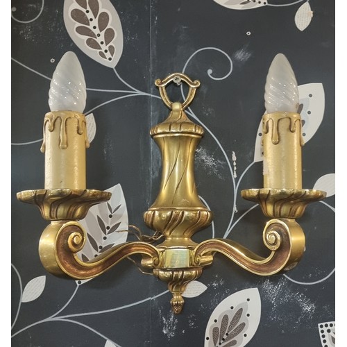 724 - Pair of Double Branch Brass Wall Lights