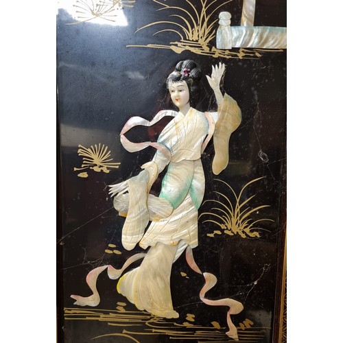 544 - Pair of Oriental Panels L: 91.5cm x W: 30cm