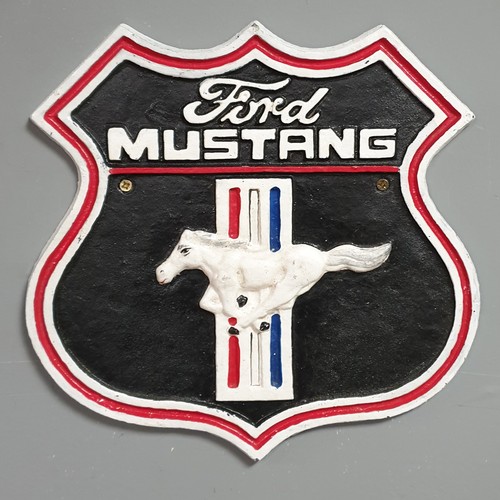 619 - Ford Mustang Cast Iron Sign 25cm x 25cm