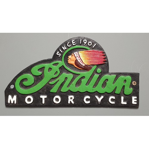 630 - Indian Motorcycle Cast Iron Sign H: 15cm x L: 30cm