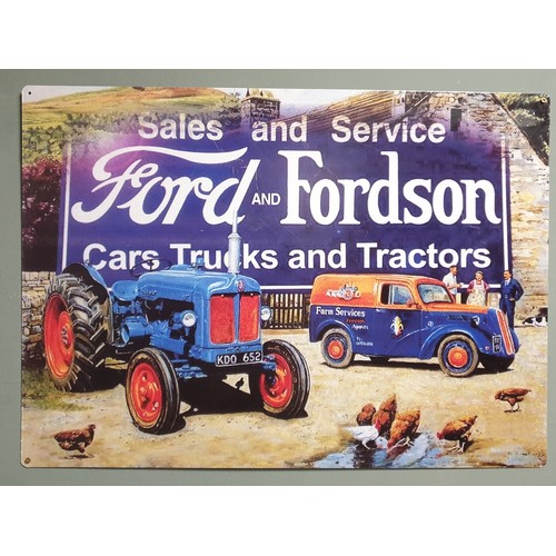 628 - Ford and Fordson Tin Sign H: 50cm x L: 70cm