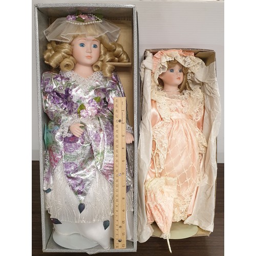 750 - Lot of 2x China Dolls, Collectible Porcelain Doll by Julie and Alberon Doll