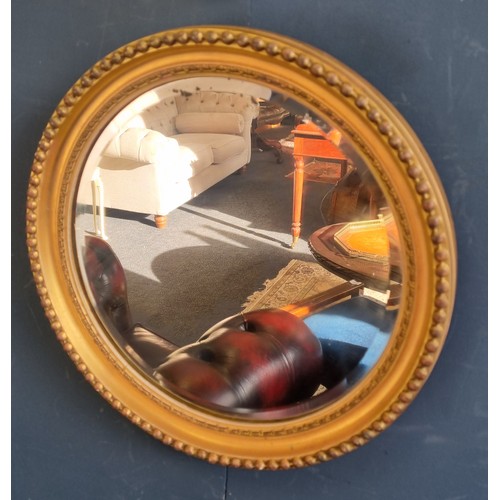 96 - Gilt Framed Bevelled Circular Wall Mirror Diameter 43cm