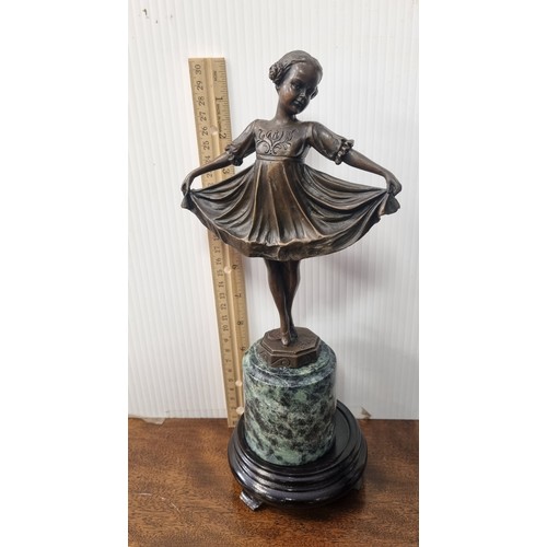 110 - Bronze Statue on Marble Base and stand - overall height 31.5cm