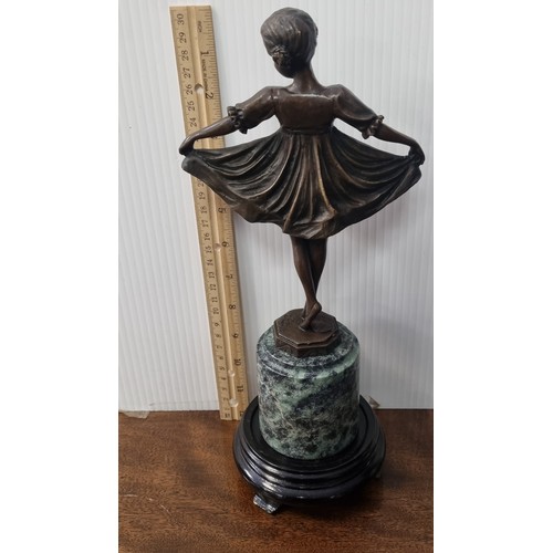 110 - Bronze Statue on Marble Base and stand - overall height 31.5cm