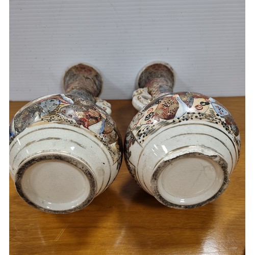 134 - Pair of Oriental Vases, H: 30cm approx. (with damage - see images)