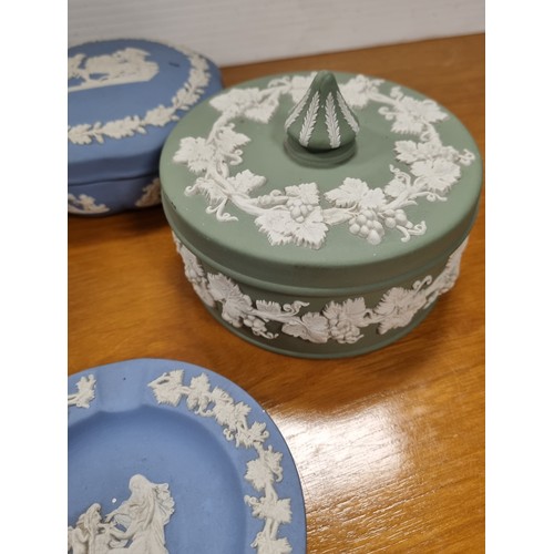 142 - Assorted Lot of Blue, Green and Black Wedgwood Jasperware including Christmas 1993/1995 and The Cott... 