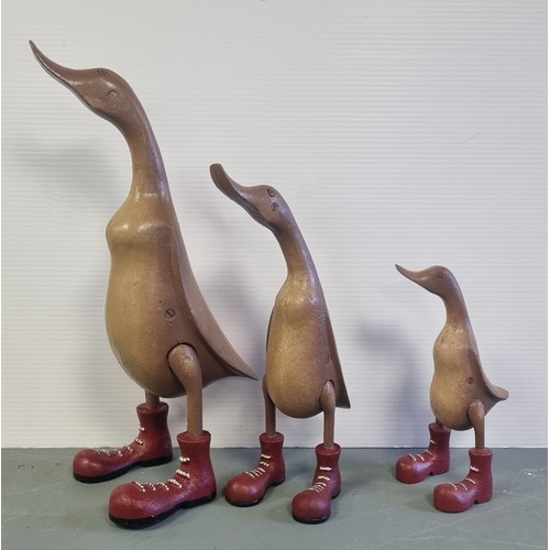 439 - Set of Three Graduated Cast Iron Ducks, Tallest 45cm