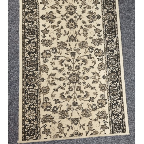 492 - Cream and Brown Floor Runner 80cm x 300cm -  Synthetic