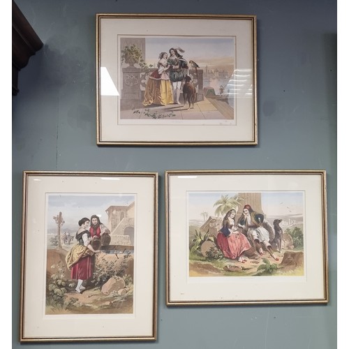 432 - Set of 3x Framed Coloured Prints 47cm x 36cm